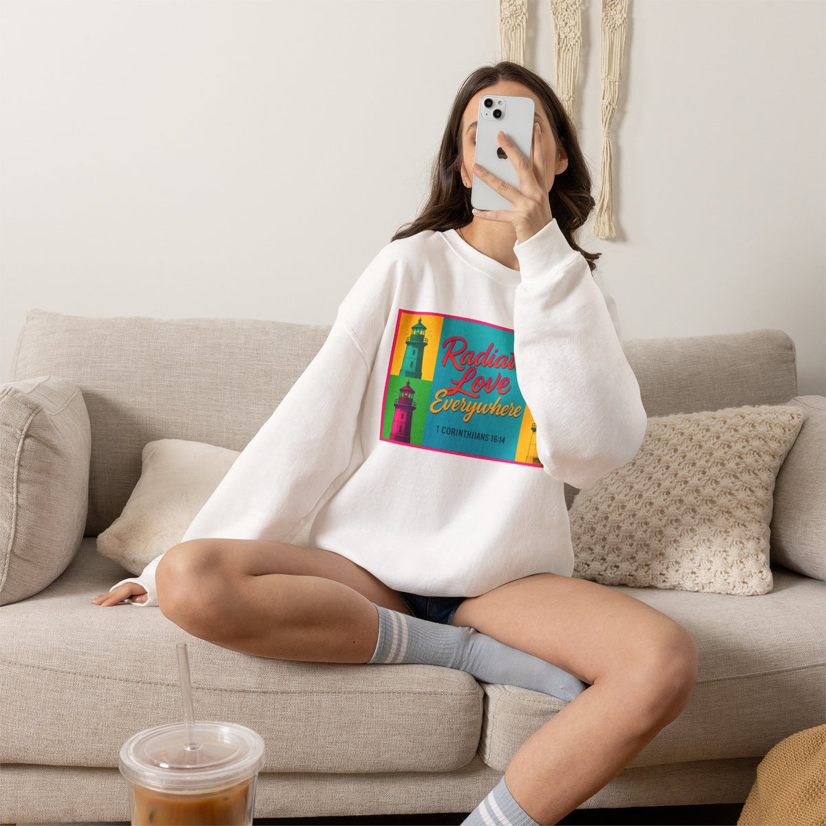 Radiate Love Everywhere - Crewneck Sweatshirt | 1 Corinthians 16:14