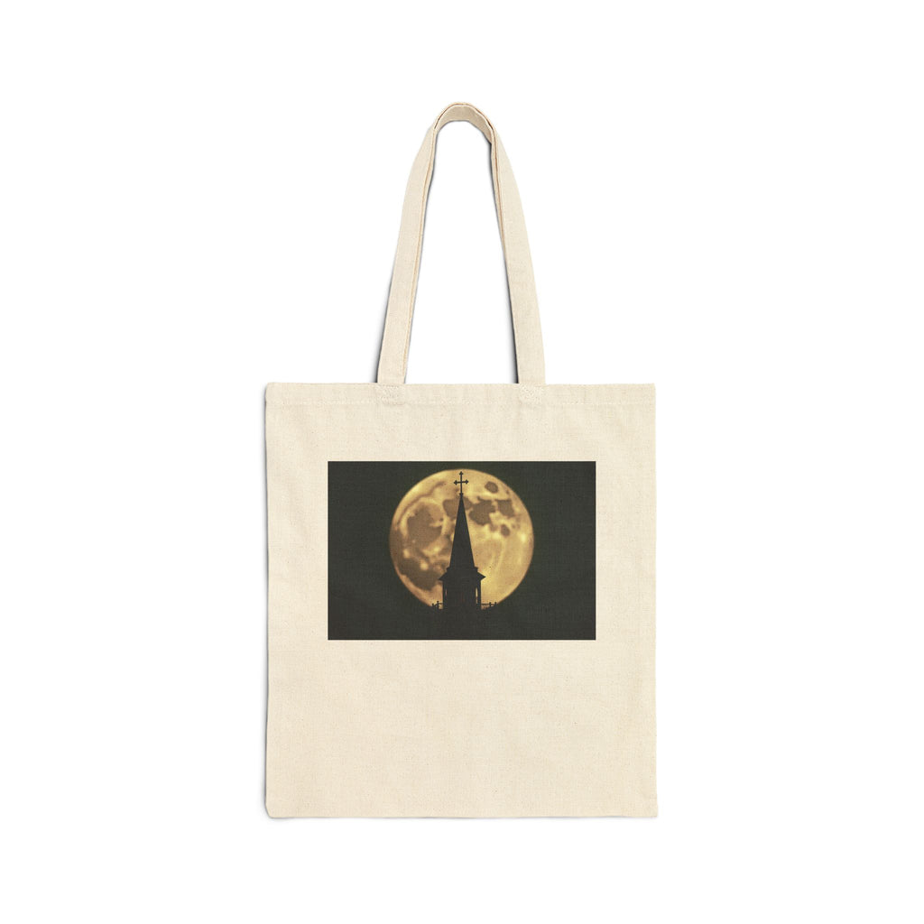Moonlit Church Steeple - Canvas Tote Bag - Beauty of the Night Sky