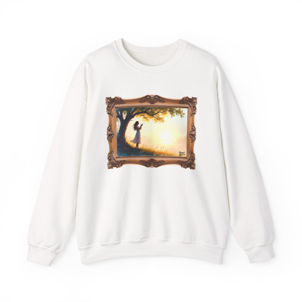 Woman's Sunrise Prayer in Nature - Framed - Crewneck Sweatshirt | Prayer Shirt