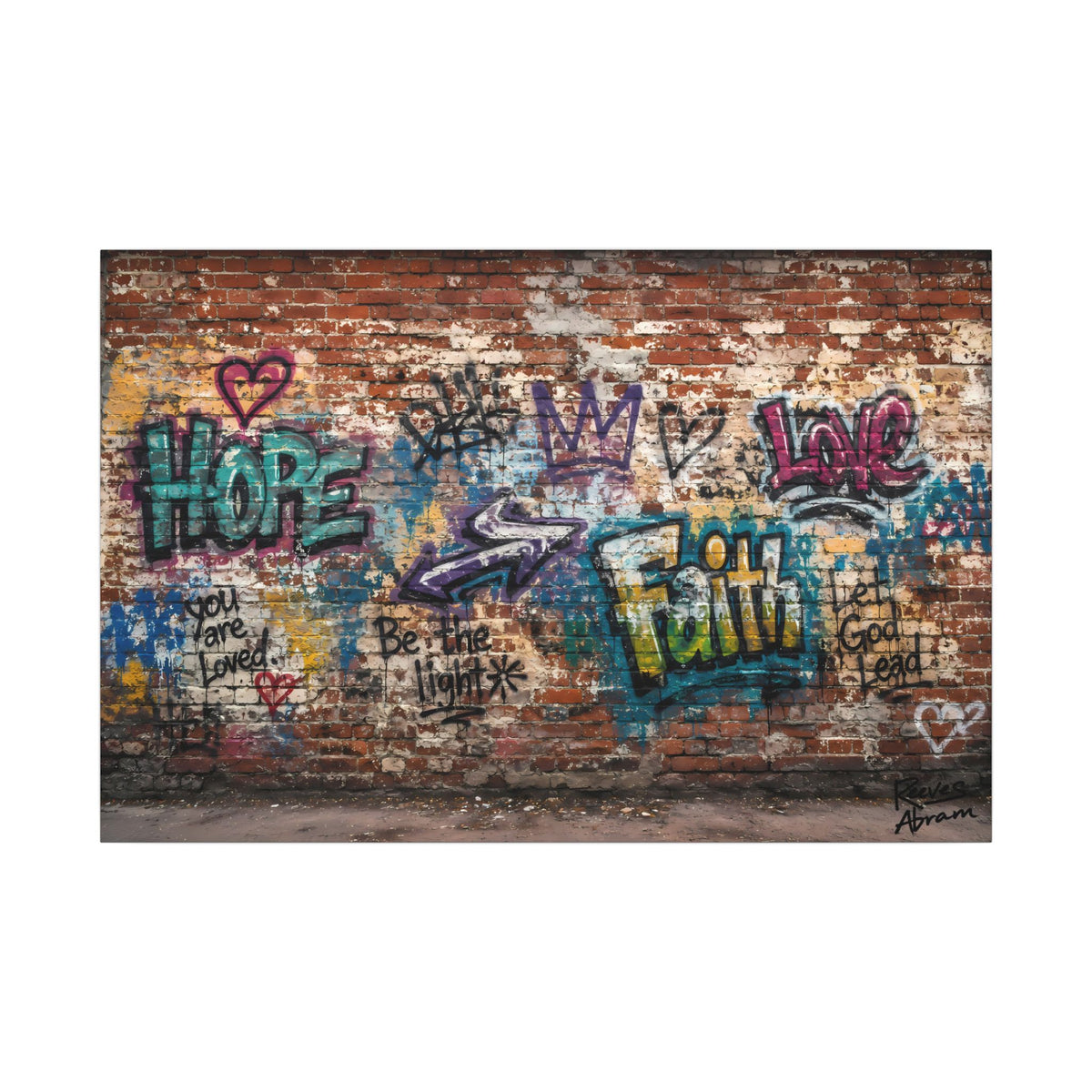 Walls of Faith | 36" x 24" Canvas (Horizontal) | Christian Pop Art | Faith Wall Decor - Hope + Faith + Love