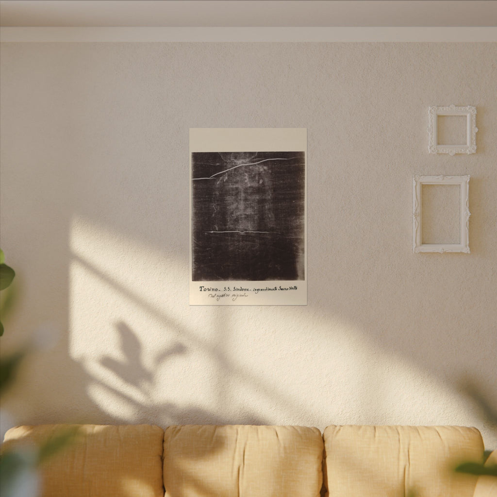 The Holy Face of Jesus - Shroud of Turin 1898 | 24" x 36" Canvas (Vertical) - Secondo Pia Historic Photographic Negative - Vintage Christian Art