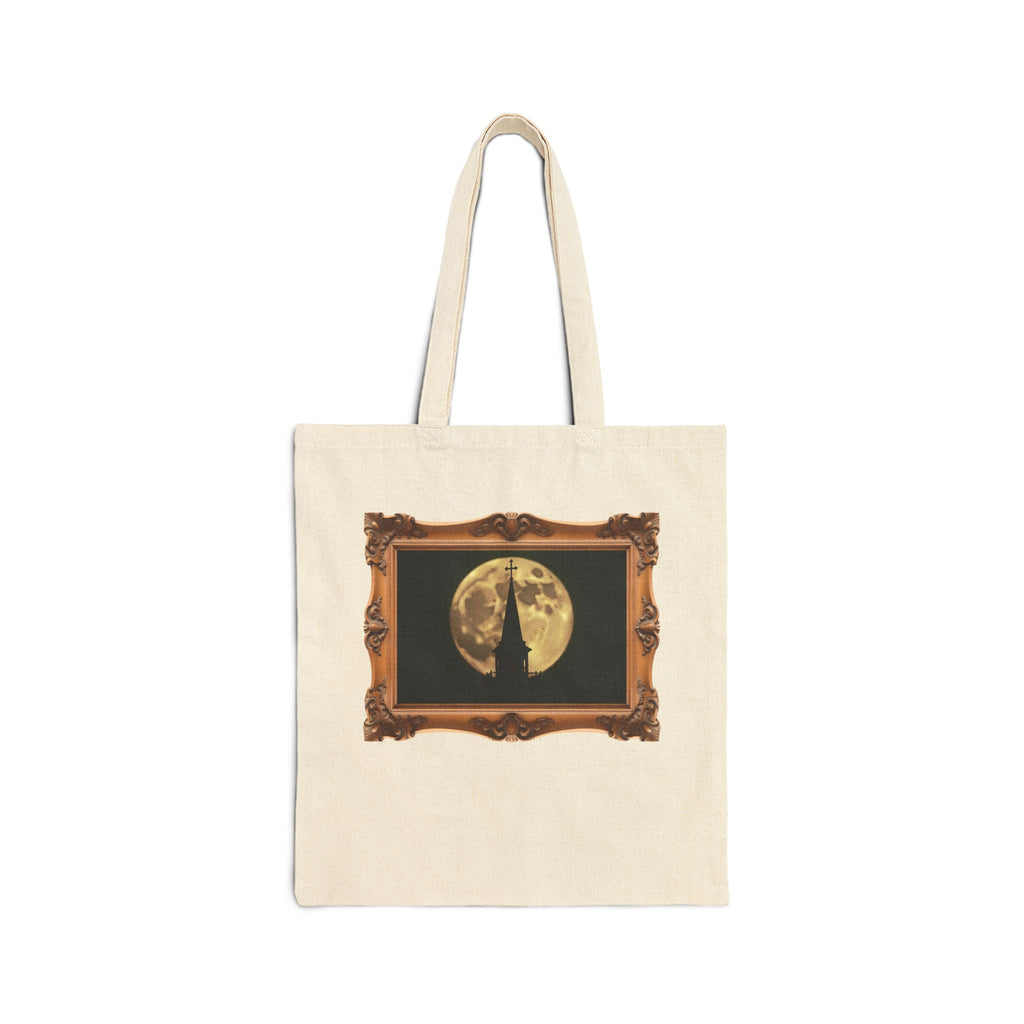 Moonlit Church Steeple - Framed - Canvas Tote Bag - Beauty of the Night Sky