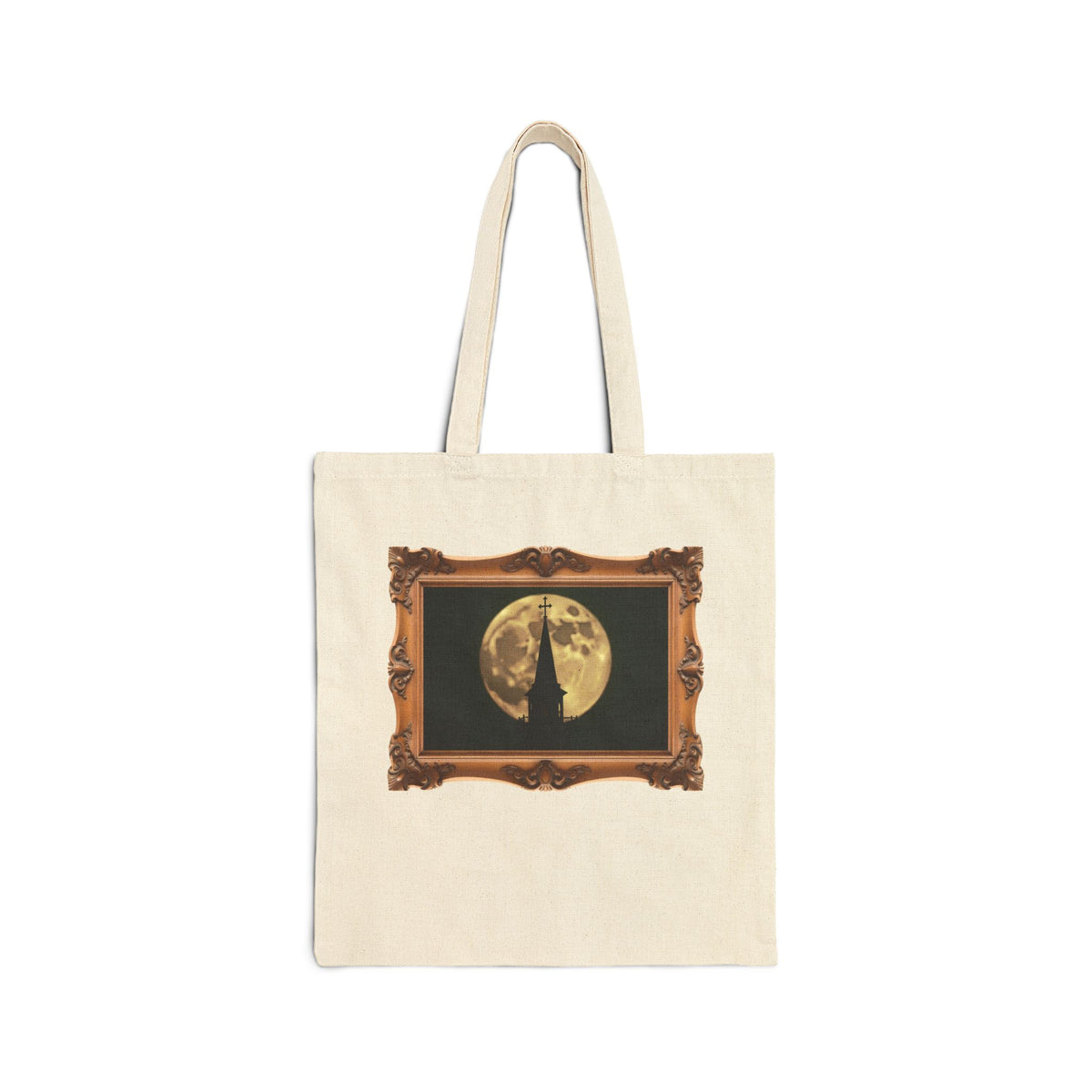 Moonlit Church Steeple - Framed - Canvas Tote Bag - Beauty of the Night Sky