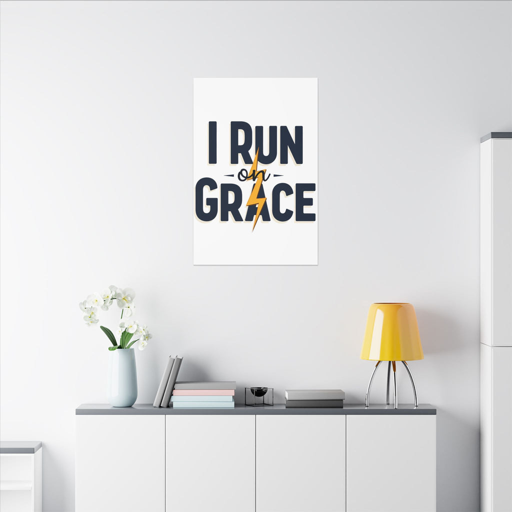 I Run on Grace | 24" x 36" Canvas (Vertical) | Christian Wall Art | Faith Home Decor | Strength for the Journey