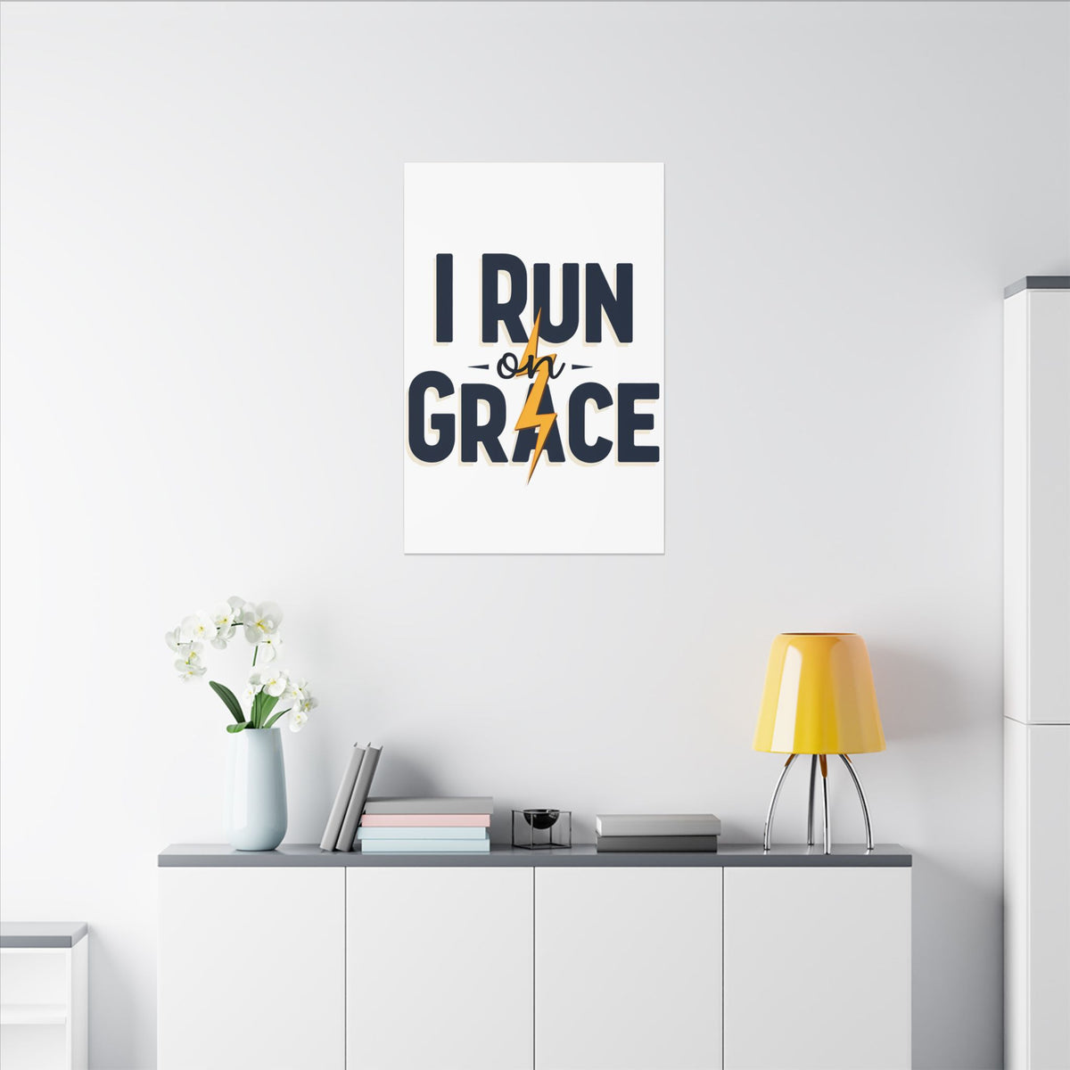 I Run on Grace | 24" x 36" Canvas (Vertical) | Christian Wall Art | Faith Home Decor | Strength for the Journey
