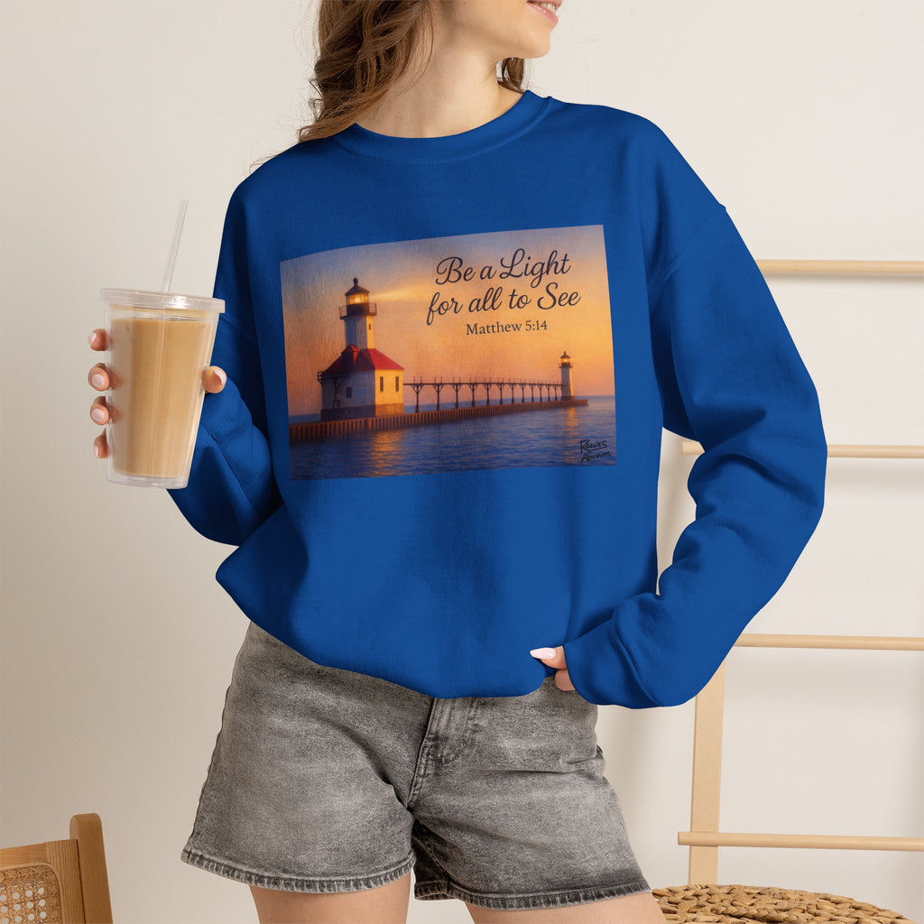 Be a Light - Matthew 5:14 | Crewneck Sweatshirt | Christian Art | Inspirational Scripture