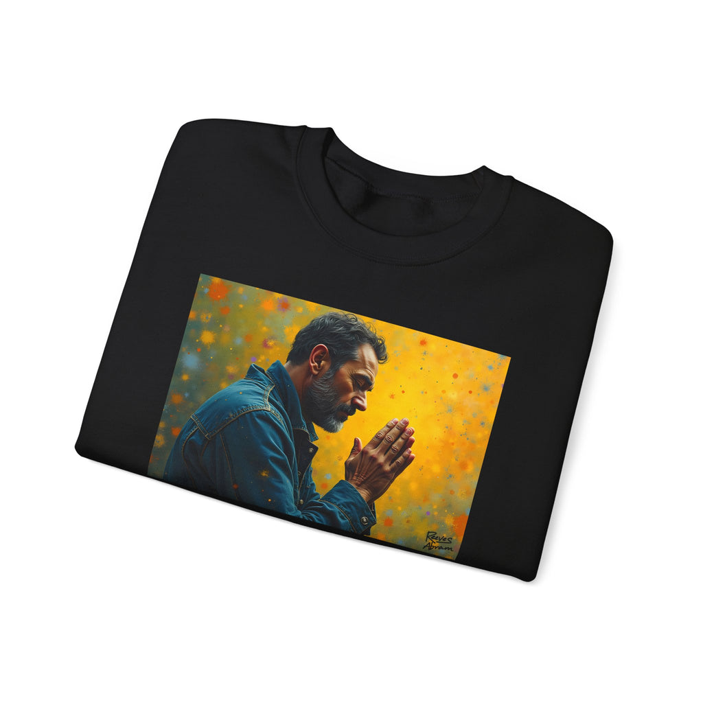 Man in Prayer | Crewneck Sweatshirt | Christian Art | Faith-Inspired