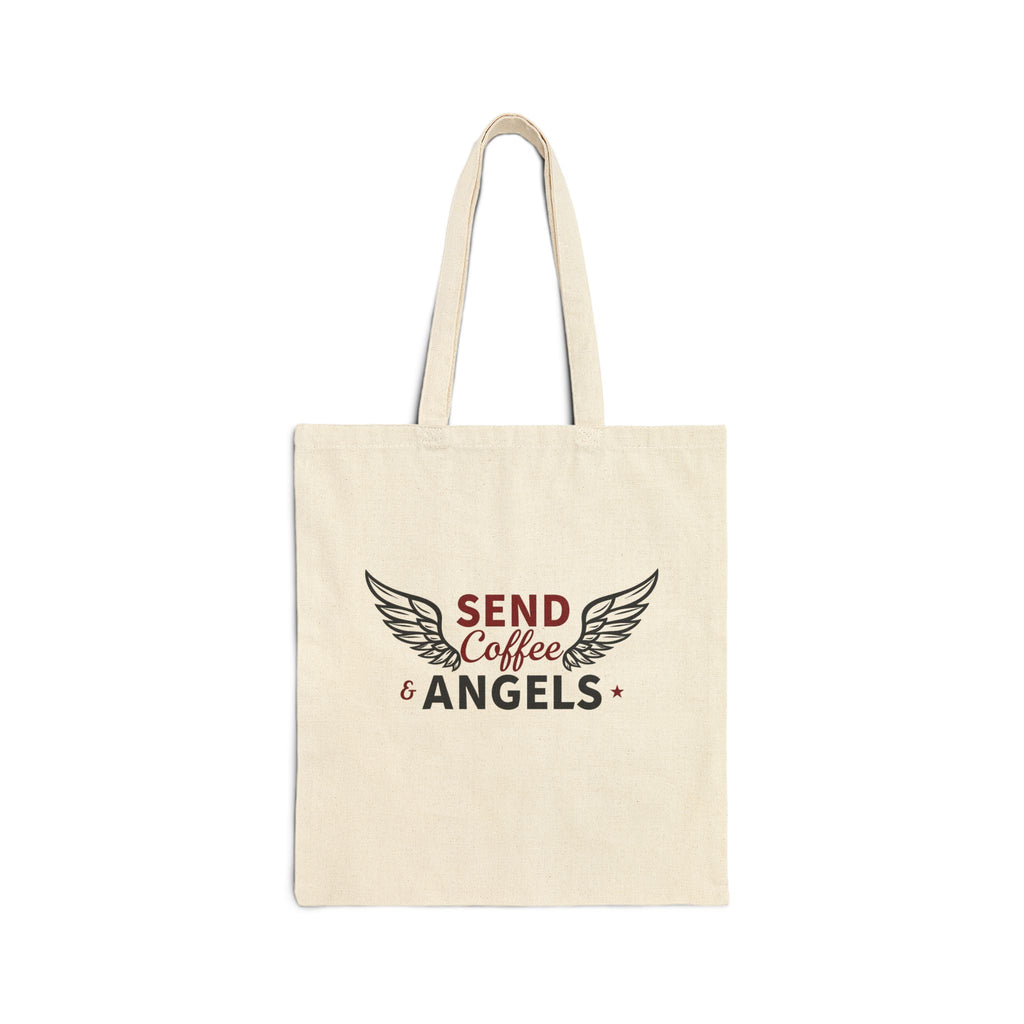Send Coffee and Angels - Canvas Tote Bag - Bringing Faith and Humor to Mornings