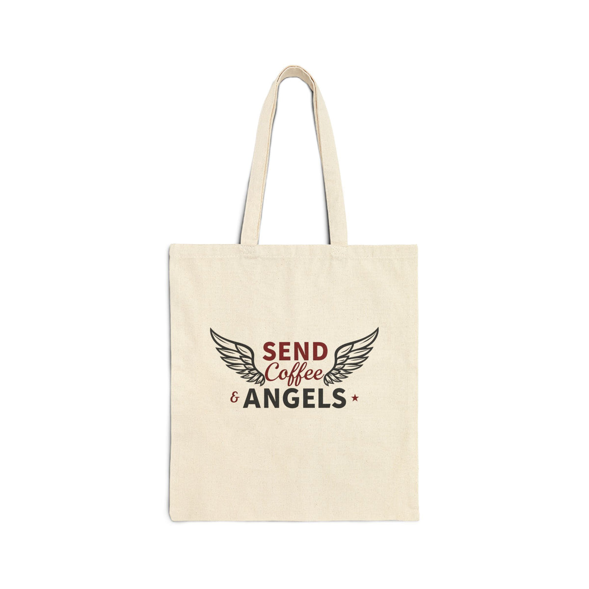 Send Coffee and Angels - Canvas Tote Bag - Bringing Faith and Humor to Mornings
