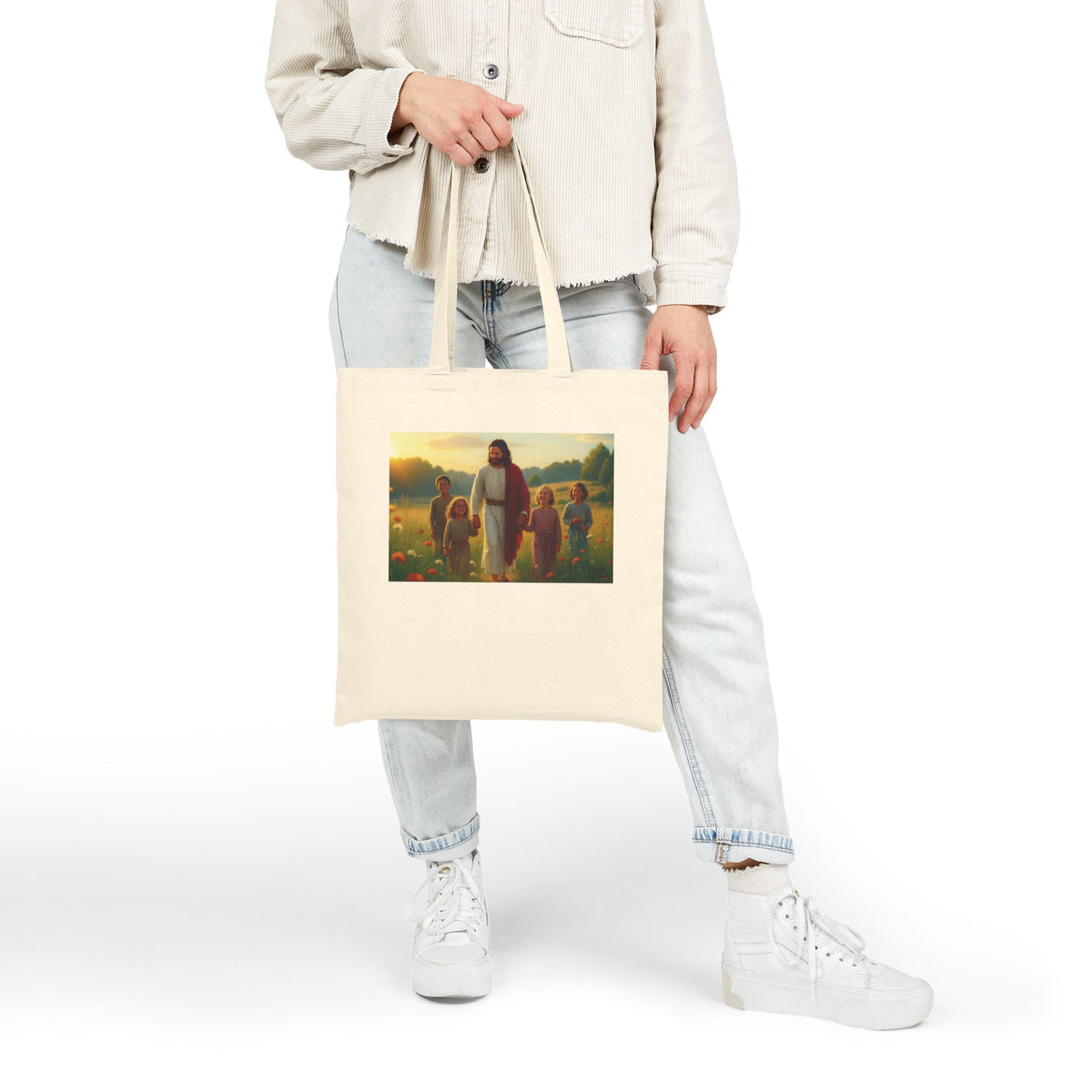 Jesus with Children in Wildflowers - Canvas Tote Bag
