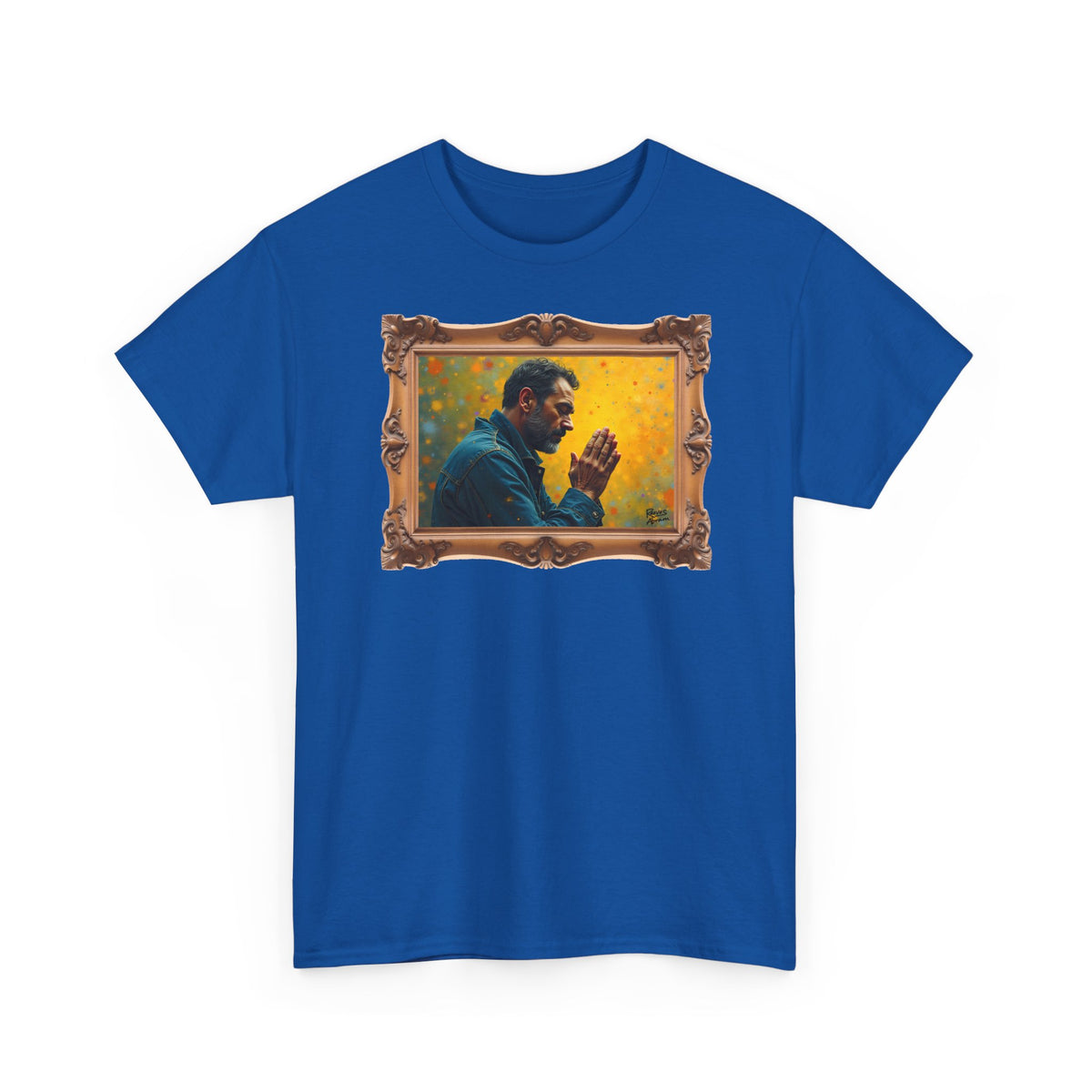 Man in Prayer - Framed - T-Shirt | Religious Inspirational Tee, Prayer Artwork