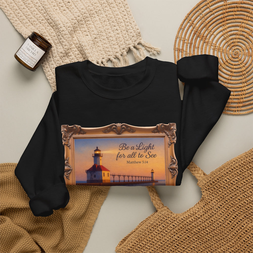 Be a Light - Matthew 5:14 - Framed | Crewneck Sweatshirt | Christian Art | Inspirational Scripture