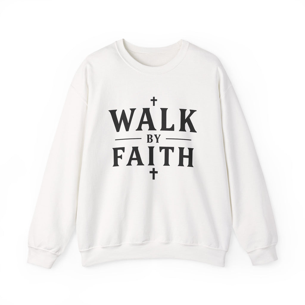 Walk by Faith Crosses Design - Crewneck Sweatshirt | Bible Art | 2 Corinthians 5:7