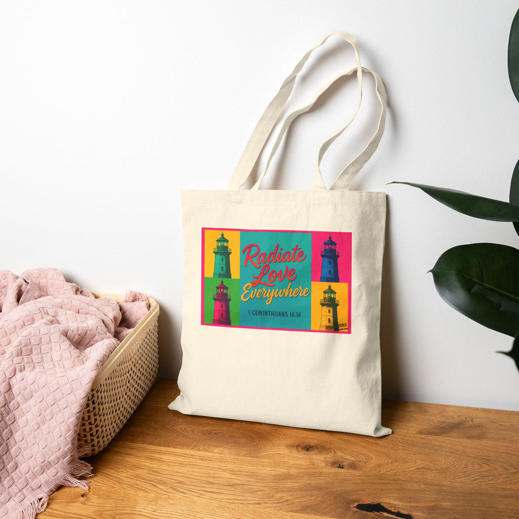 Radiate Love Everywhere - Canvas Tote Bag - 1 Corinthians 16:14