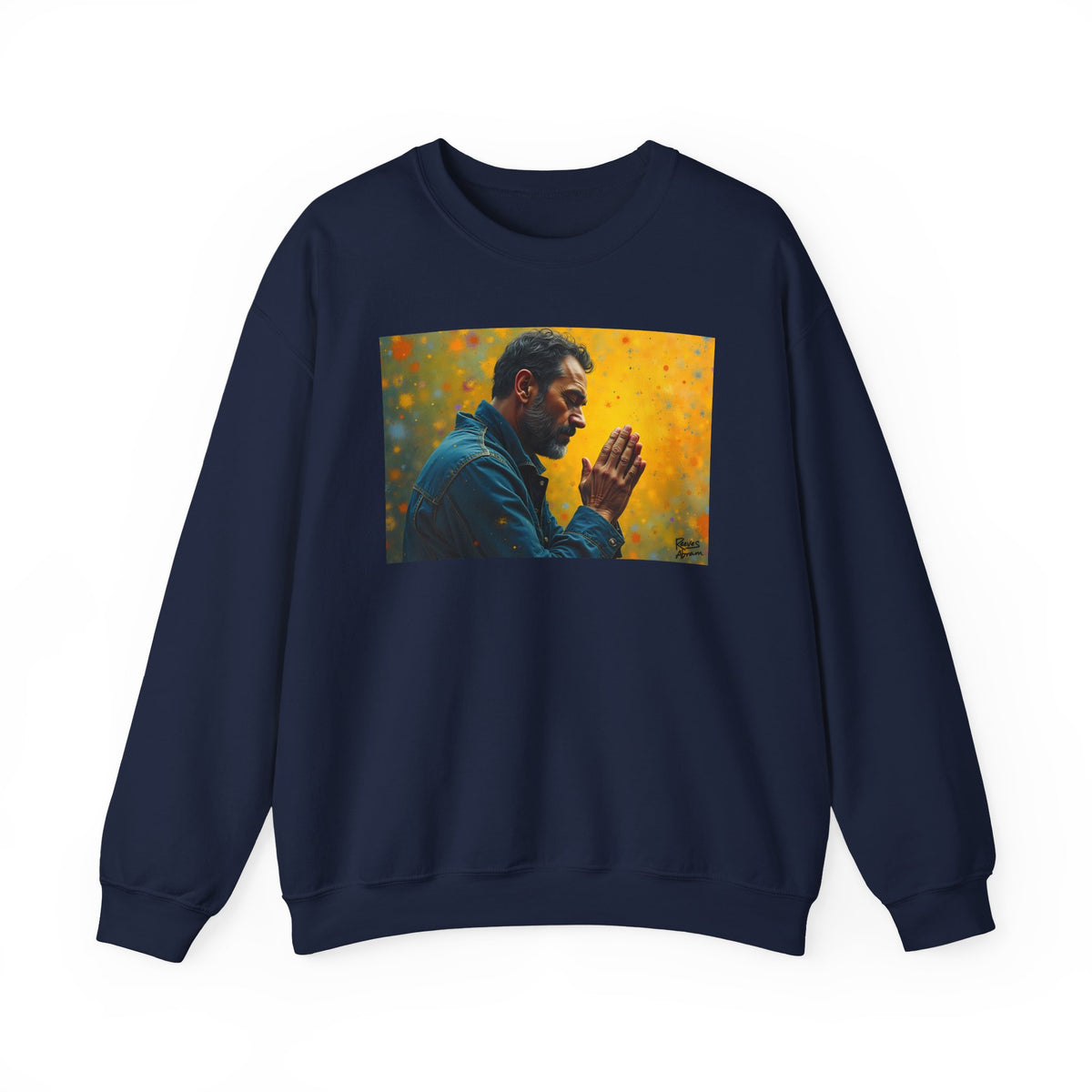 Man in Prayer | Crewneck Sweatshirt | Christian Art | Faith-Inspired