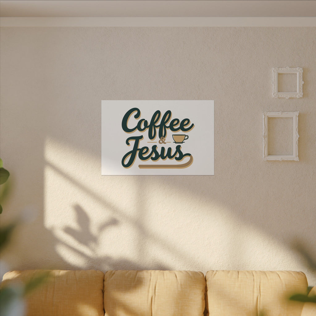 Coffee and Jesus | 36" x 24" Canvas (Horizontal) | Christian Pop Art | Faith Wall Decor - Simple Morning Rhythm