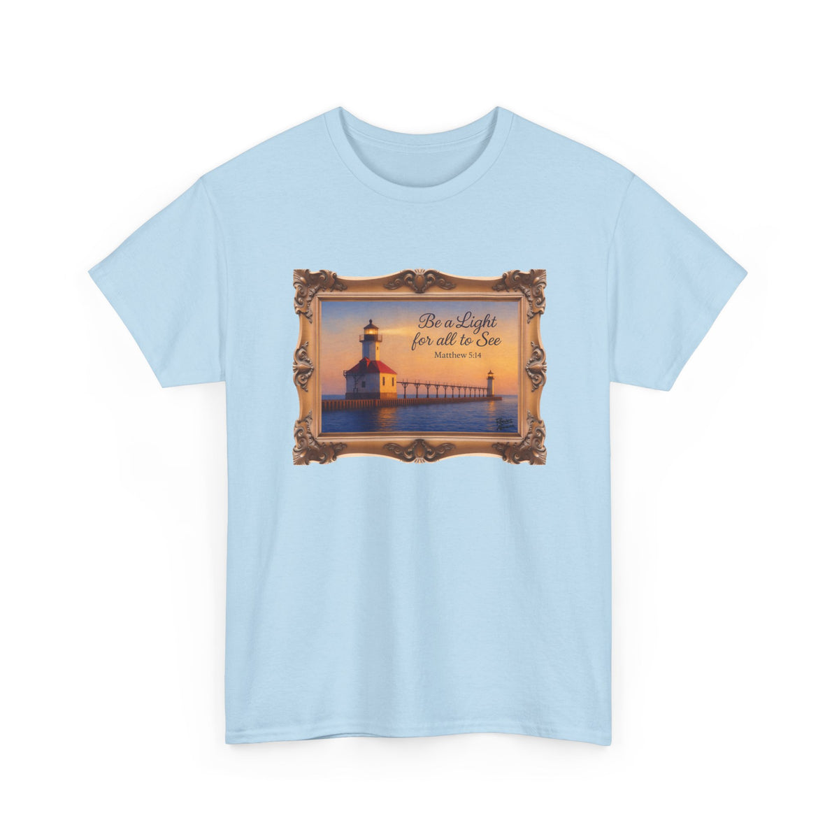 Be a Light - Matthew 5:14 - Framed | T-Shirt | Religious Inspirational Tee | Christian Art | Scripture Shirt
