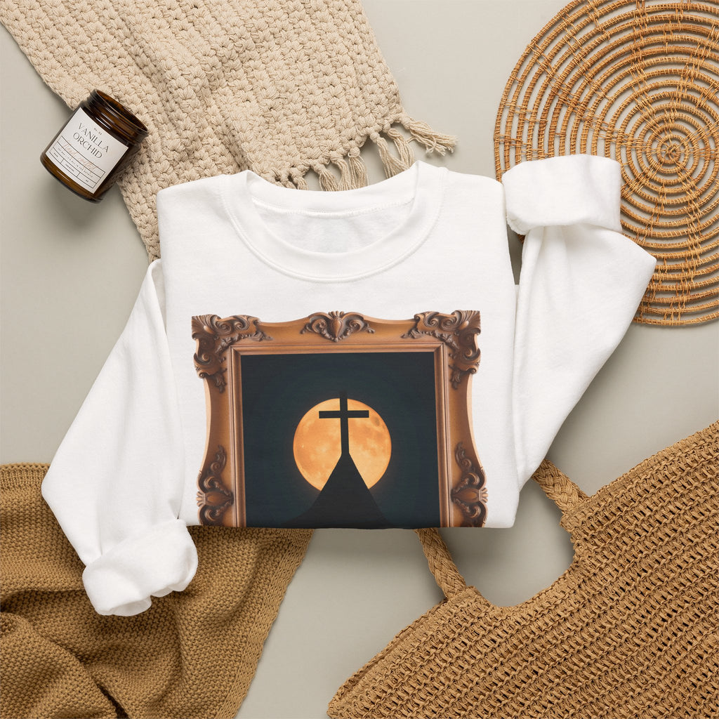 Church Steeple Moon - Framed - Crewneck Sweatshirt | Beauty of the Night Sky