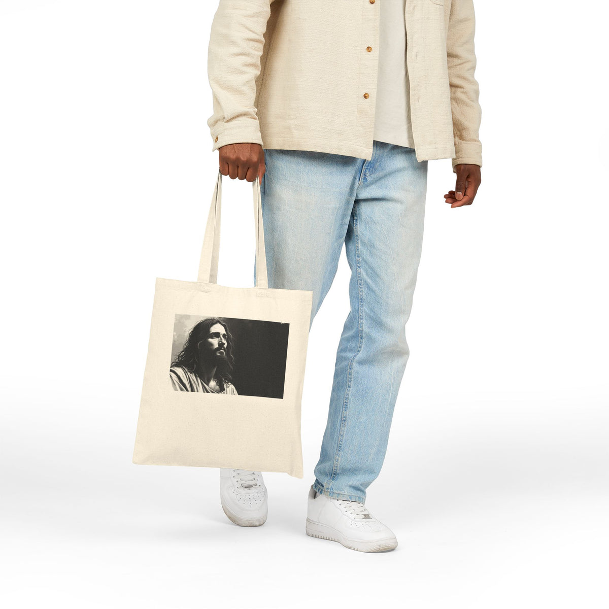 Contemplative Jesus - Canvas Tote Bag - Quiet Focus