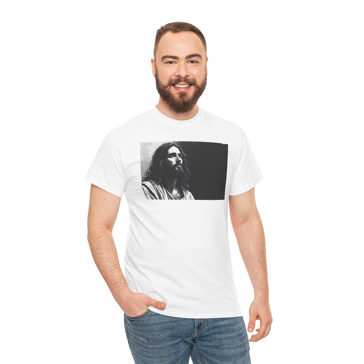 Contemplative Jesus - T-Shirt | Religious Inspirational Tee | Quiet Focus