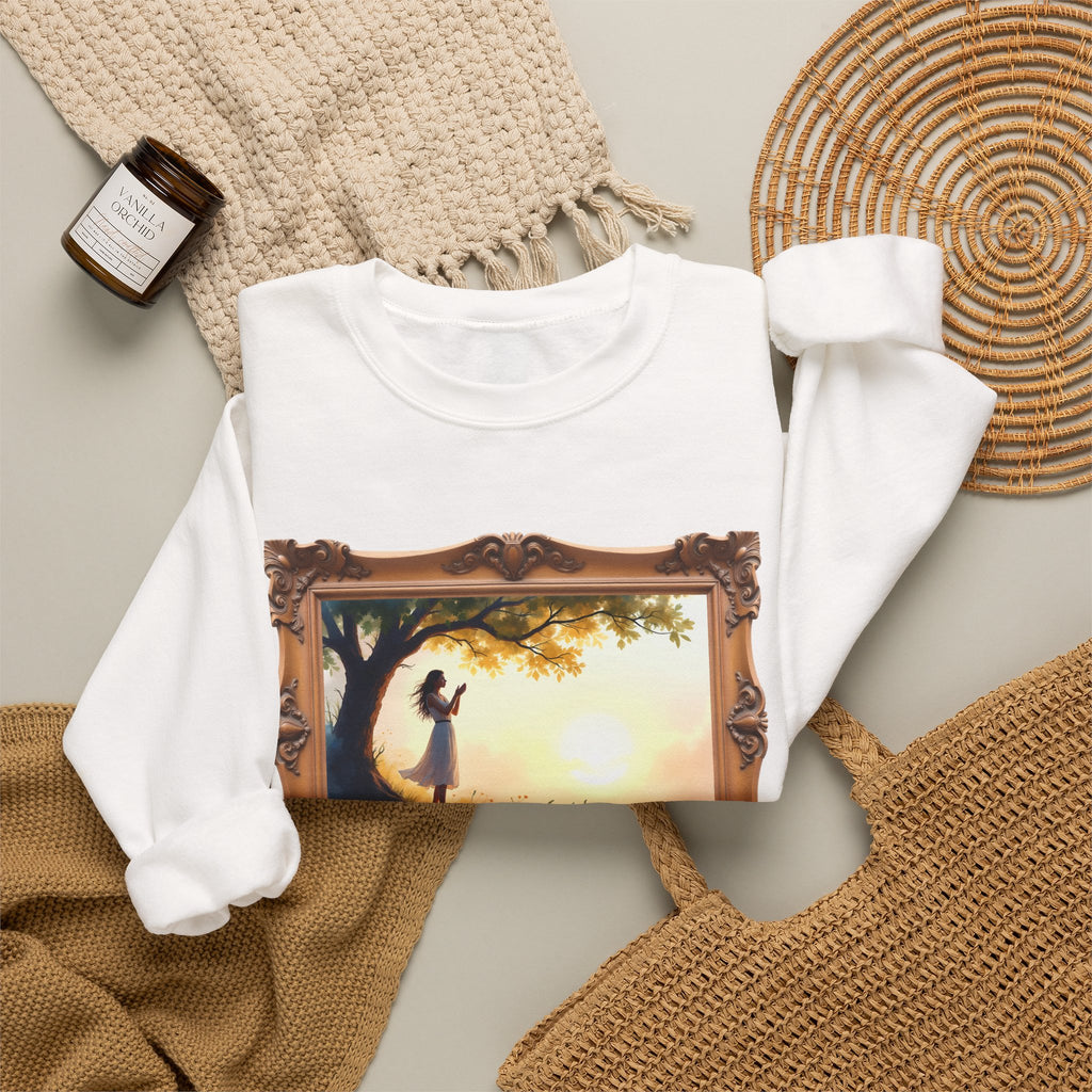Woman's Sunrise Prayer in Nature - Framed - Crewneck Sweatshirt | Prayer Shirt