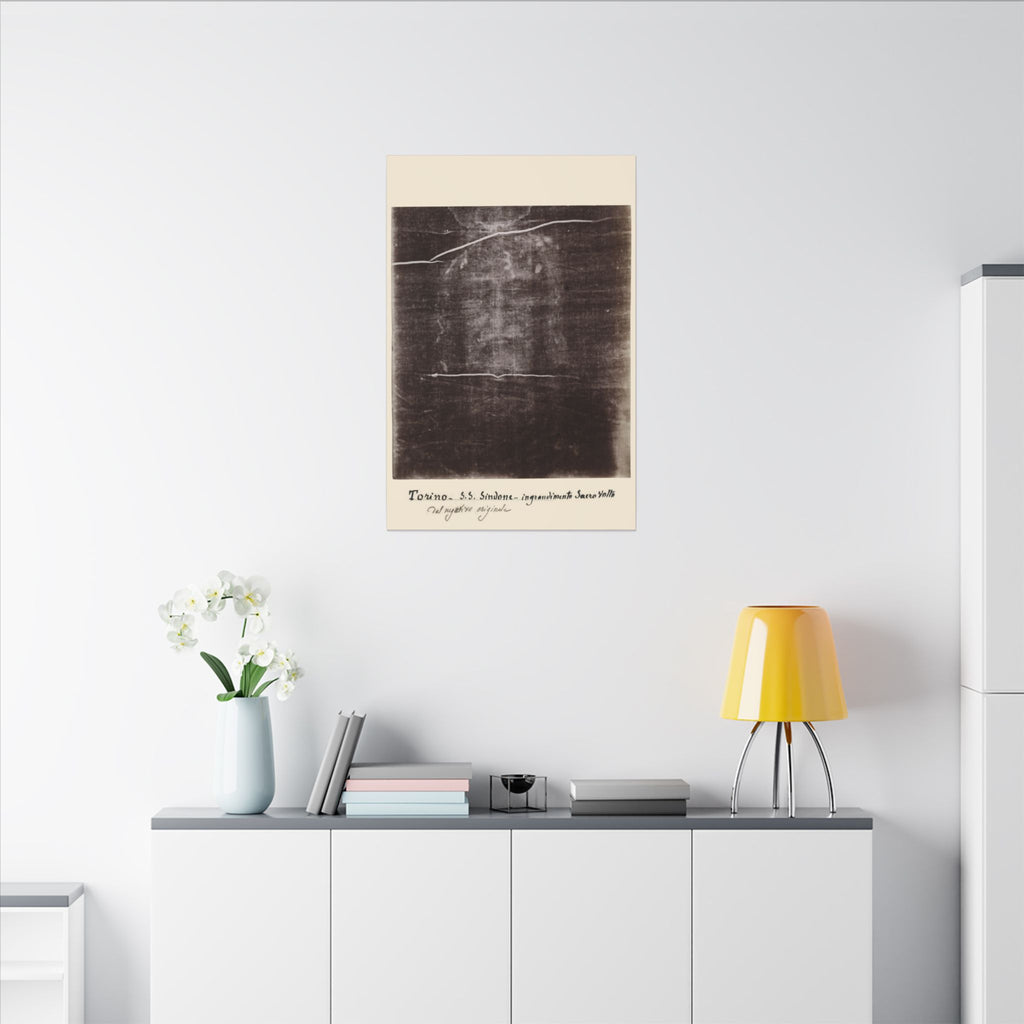 The Holy Face of Jesus - Shroud of Turin 1898 | 24" x 36" Canvas (Vertical) - Secondo Pia Historic Photographic Negative - Vintage Christian Art