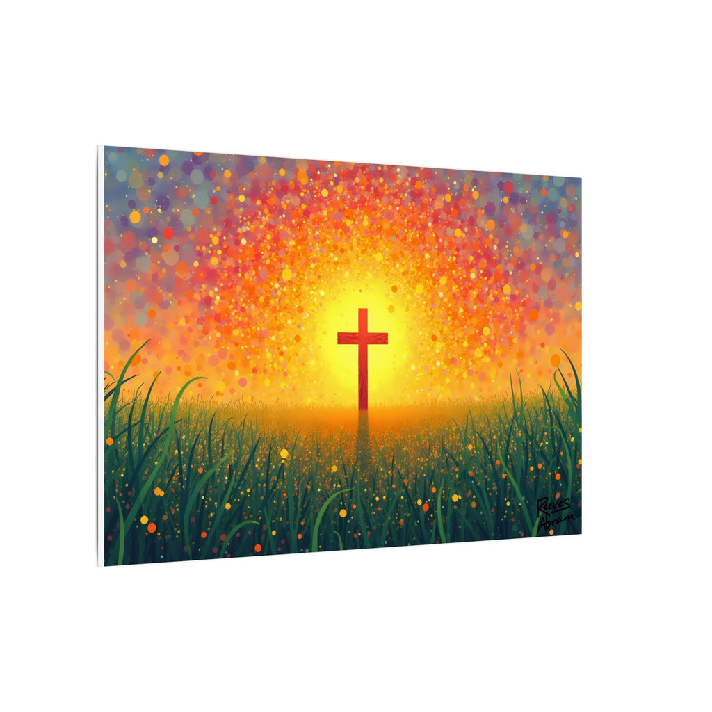 Glowing Cross in the Field | 36" x 24" Canvas (Horizontal) | Christian Wall Art