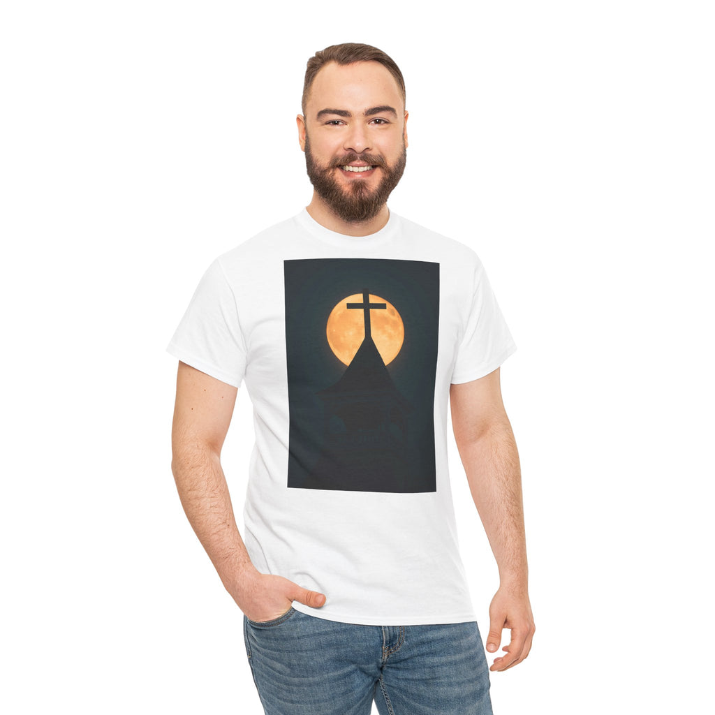Church Steeple Moon - T-Shirt | Religious Inspirational Tee | Beauty of the Night Sky