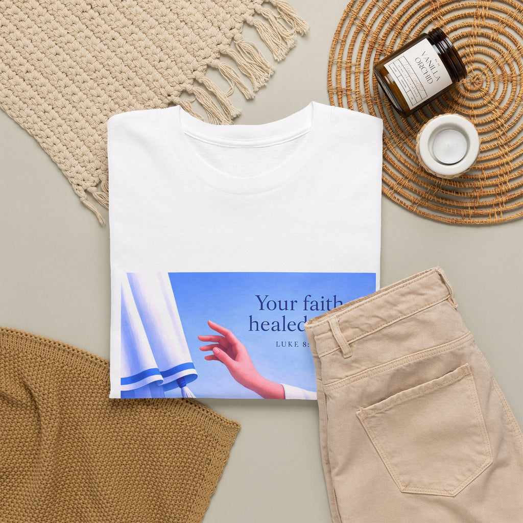 Your Faith Healed You (Luke 8:48) - T-Shirt | Religious Inspirational Tee, Jesus in Bible Artwork