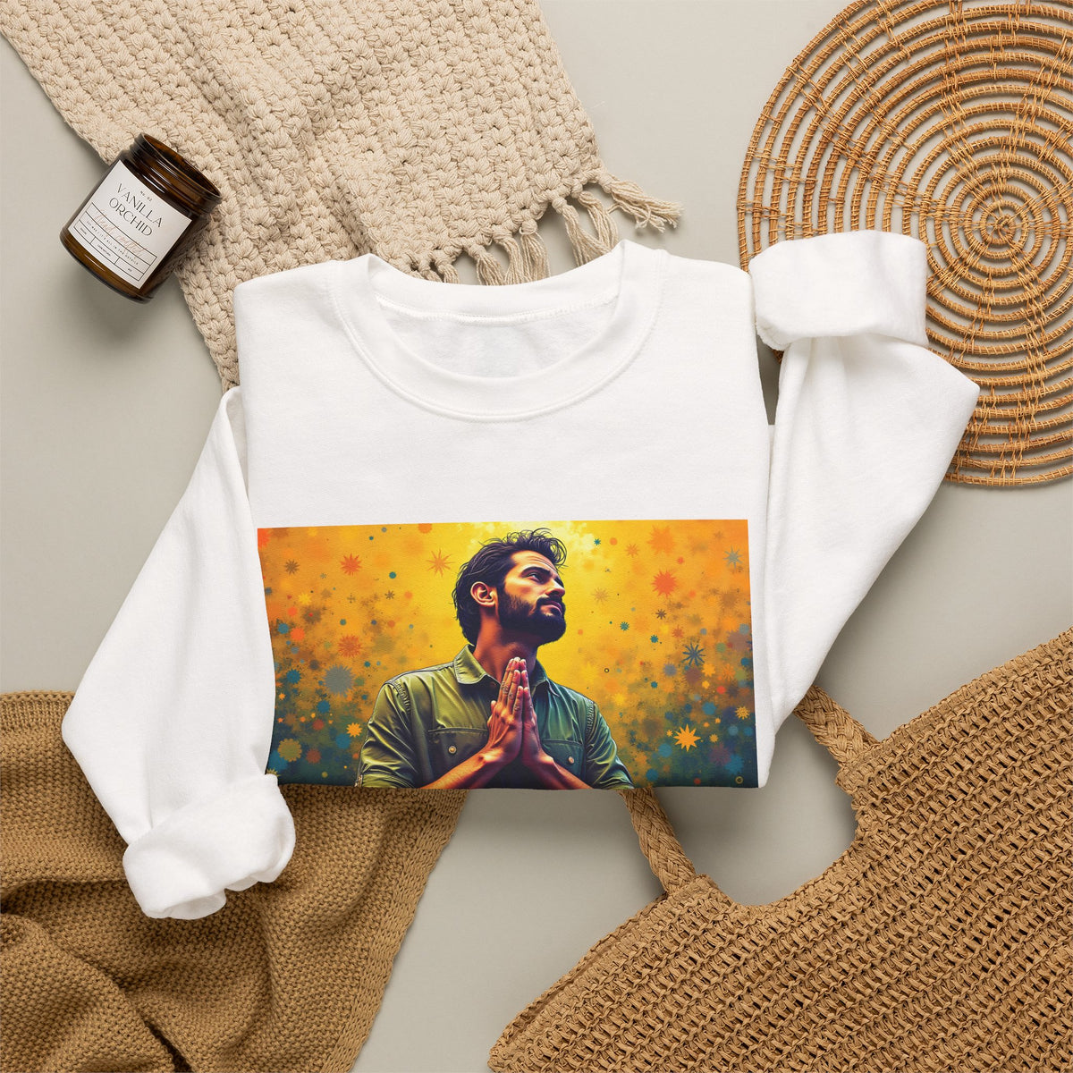 Praying Man Starburst - Crewneck Sweatshirt | Prayer Shirt