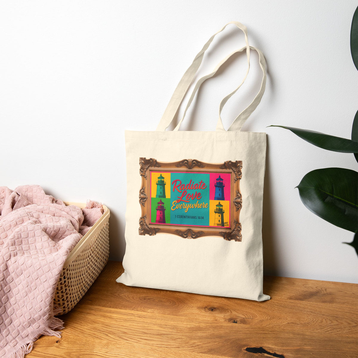 Radiate Love Everywhere - Framed - Canvas Tote Bag - 1 Corinthians 16:14