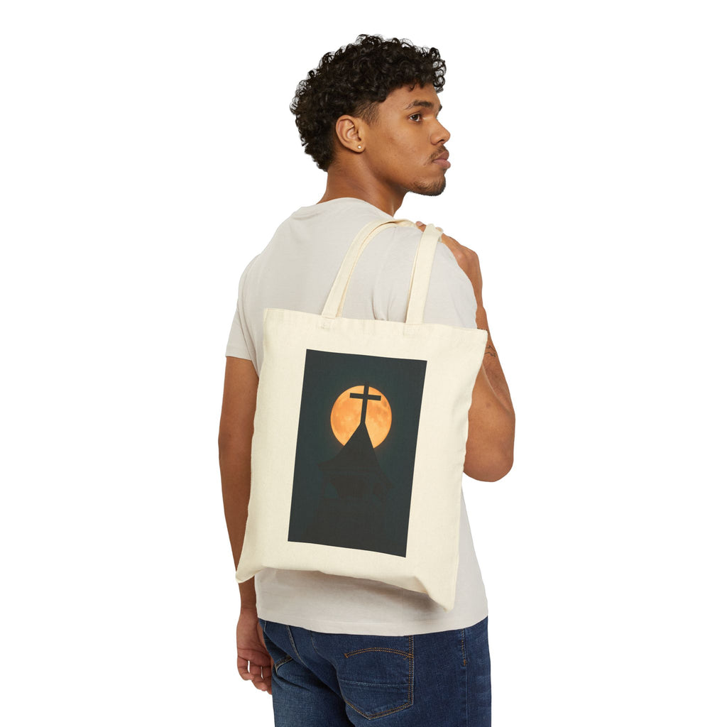 Church Steeple Moon - Canvas Tote Bag - Beauty of the Night Sky