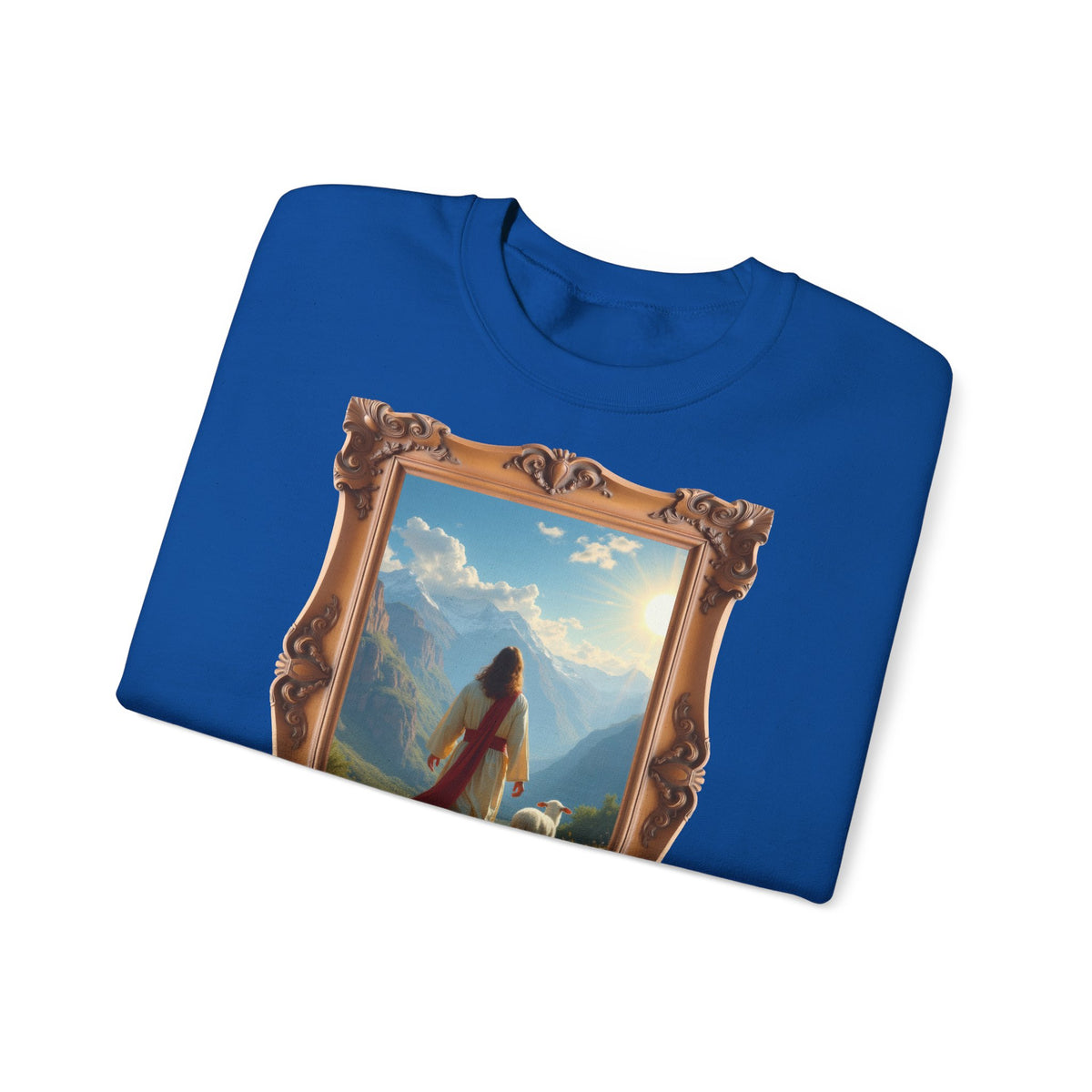 Jesus and the Lost Lamb - Framed | Crewneck Sweatshirt | Christian Art | Faith-Inspired
