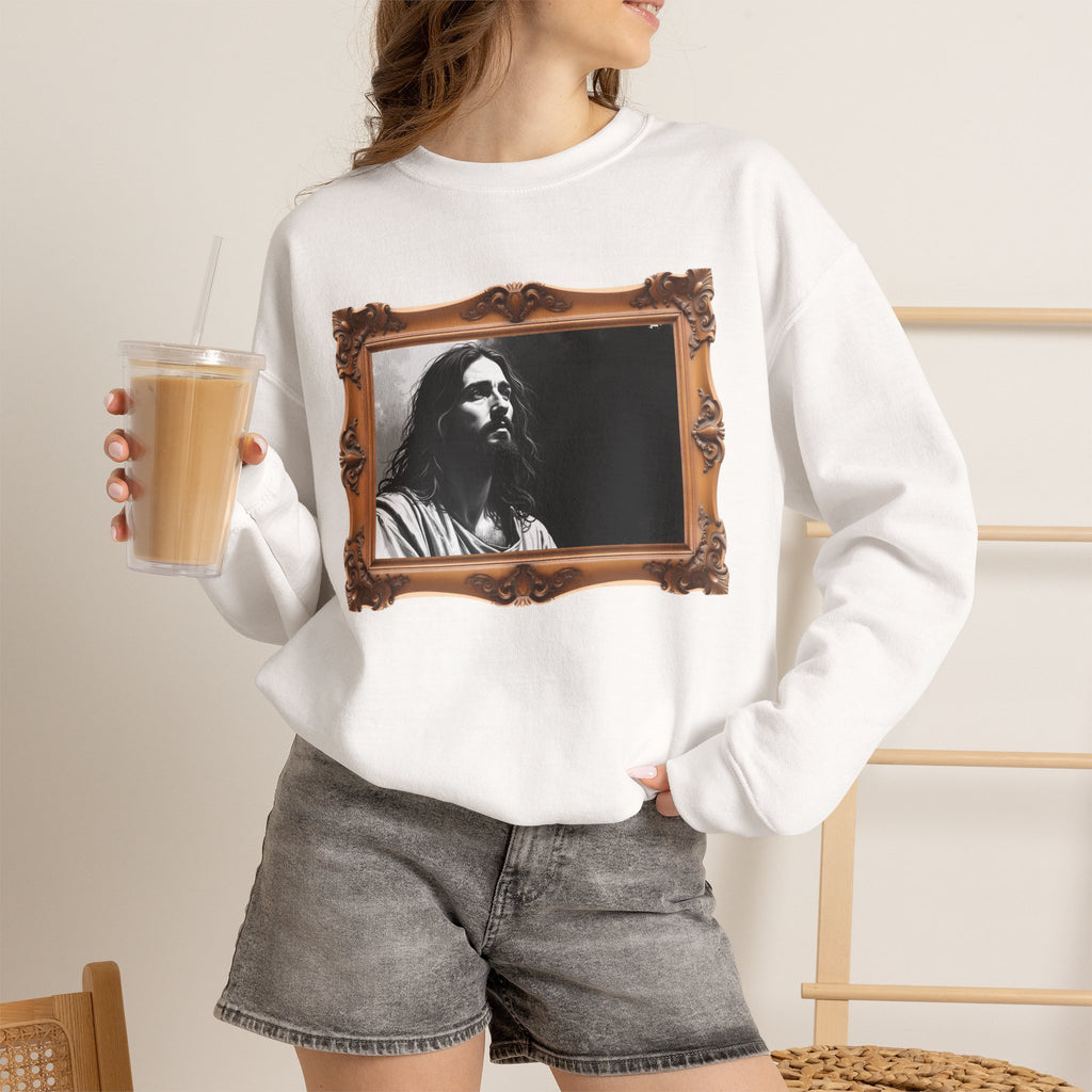 Contemplative Jesus - Framed - Crewneck Sweatshirt | Quiet Focus