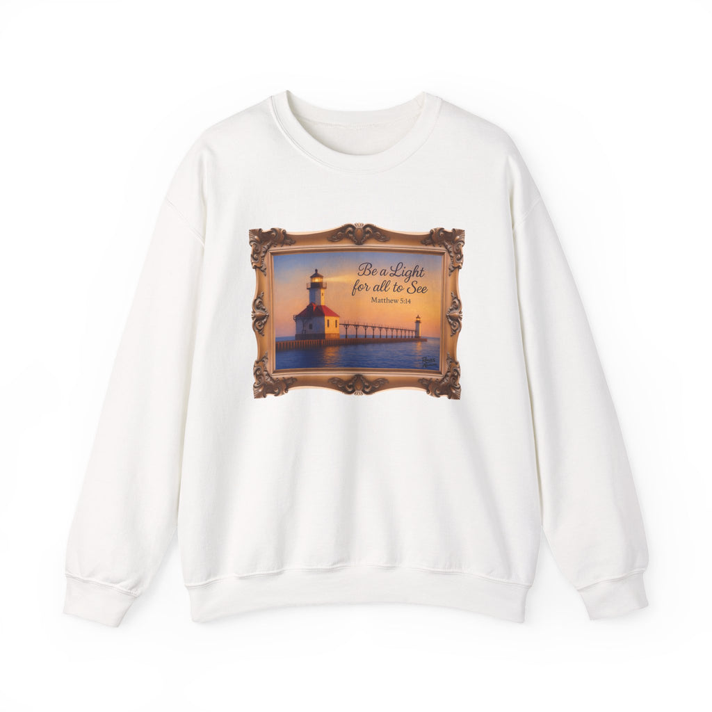 Be a Light - Matthew 5:14 - Framed | Crewneck Sweatshirt | Christian Art | Inspirational Scripture
