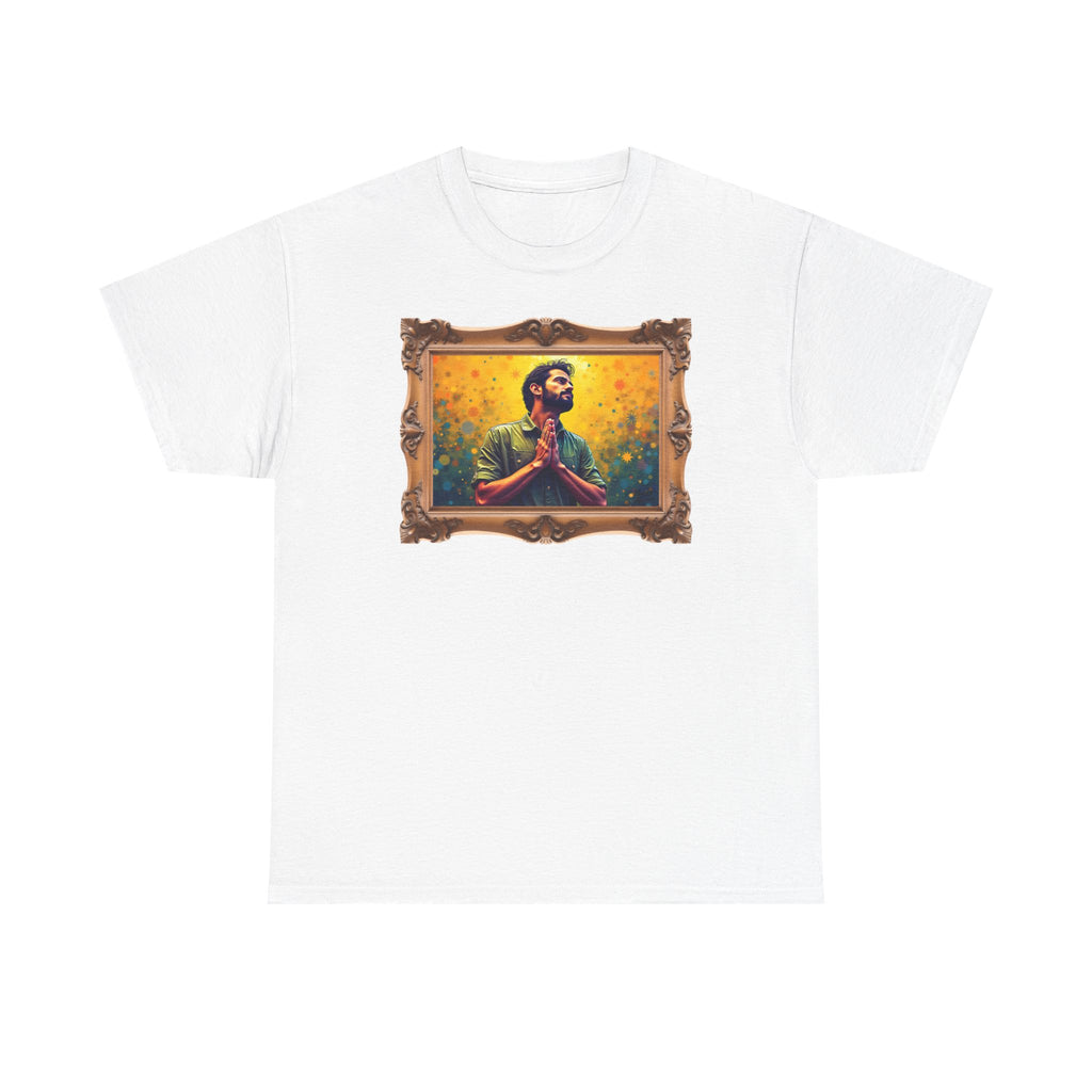 Praying Man Starburst - Framed - T-Shirt | Religious Inspirational Tee, Prayer Shirt