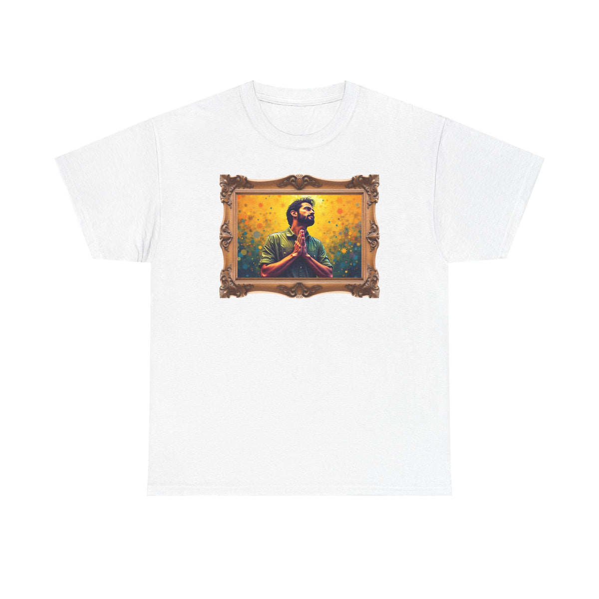 Praying Man Starburst - Framed - T-Shirt | Religious Inspirational Tee, Prayer Shirt