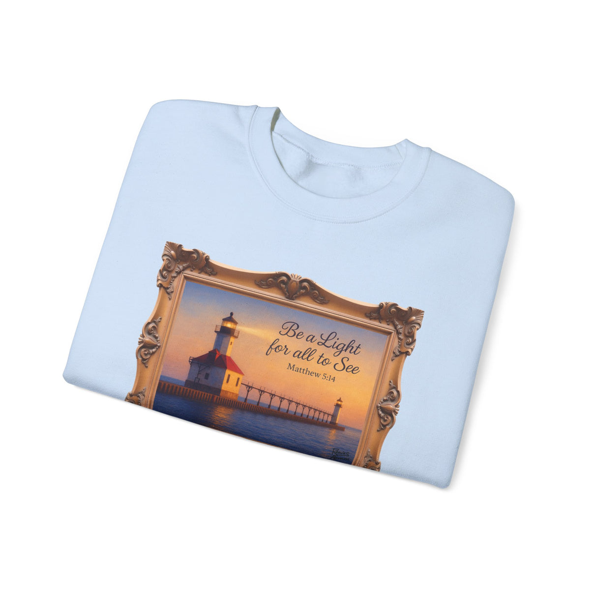 Be a Light - Matthew 5:14 - Framed | Crewneck Sweatshirt | Christian Art | Inspirational Scripture