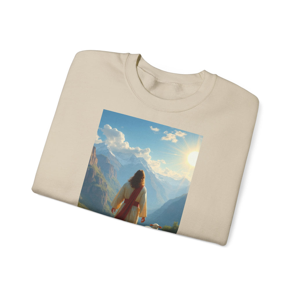 Jesus and the Lost Lamb | Crewneck Sweatshirt | Christian Art | Faith-Inspired