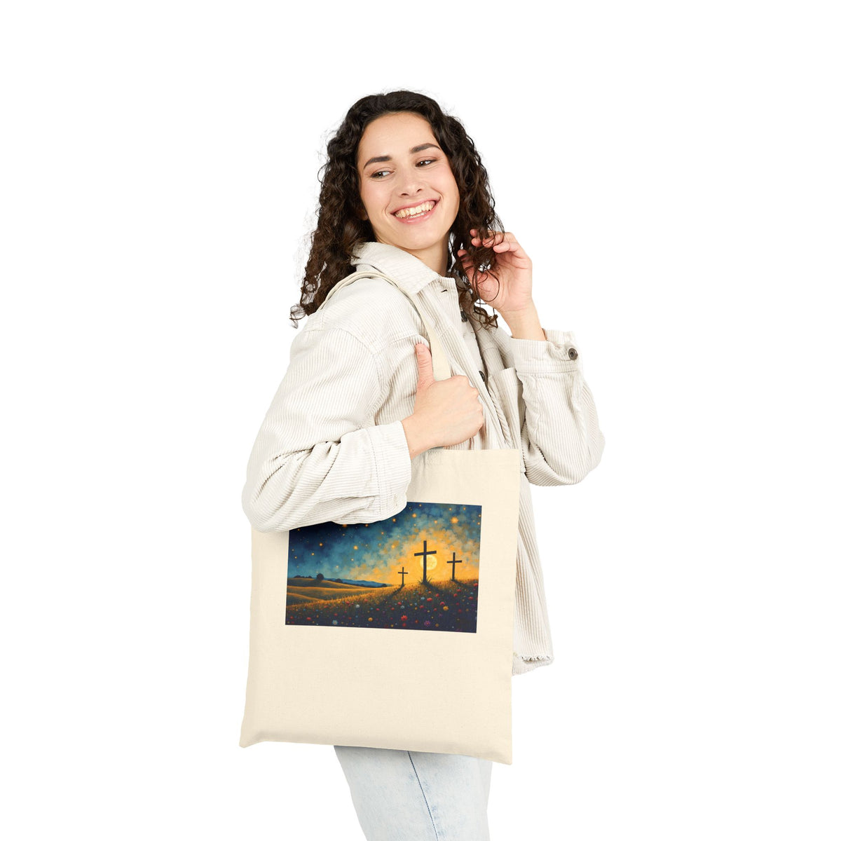 Three Crosses on Hill - Canvas Tote Bag