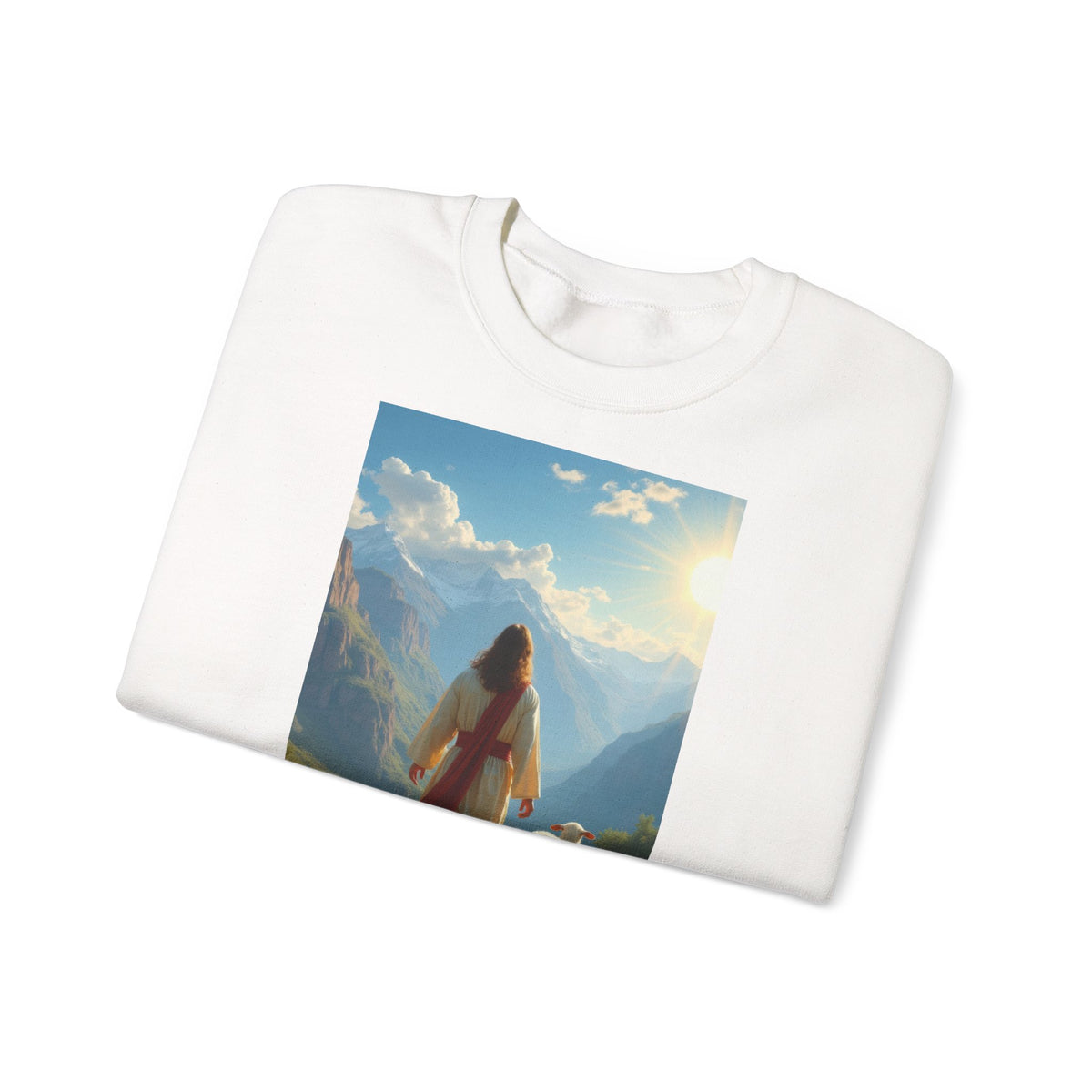 Jesus and the Lost Lamb | Crewneck Sweatshirt | Christian Art | Faith-Inspired
