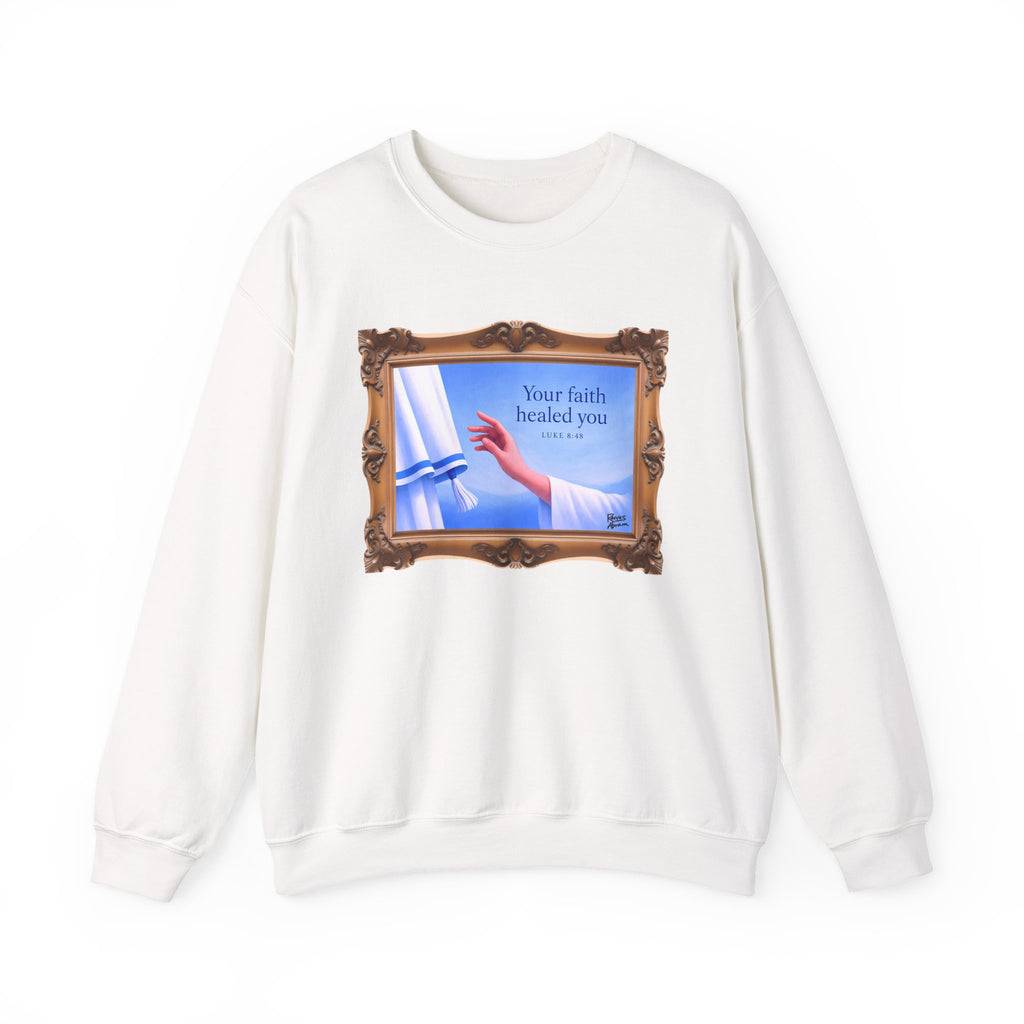 Your Faith Healed You (Luke 8:48) - Framed - Crewneck Sweatshirt | Bible Art