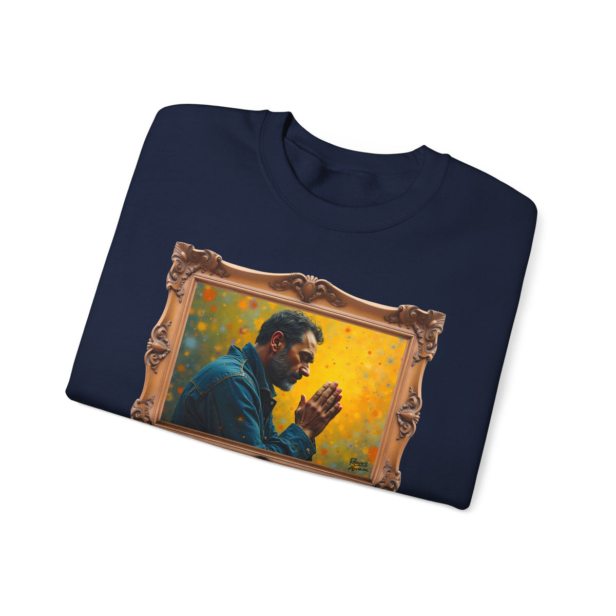 Man in Prayer - Framed | Crewneck Sweatshirt | Christian Art | Faith-Inspired