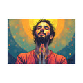 Praying Man - Serenity in Cosmic Light | 36" x 24" Canvas (Horizontal) | Christian Wall Art | Illustration