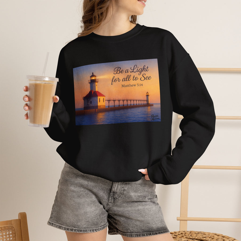 Be a Light - Matthew 5:14 | Crewneck Sweatshirt | Christian Art | Inspirational Scripture