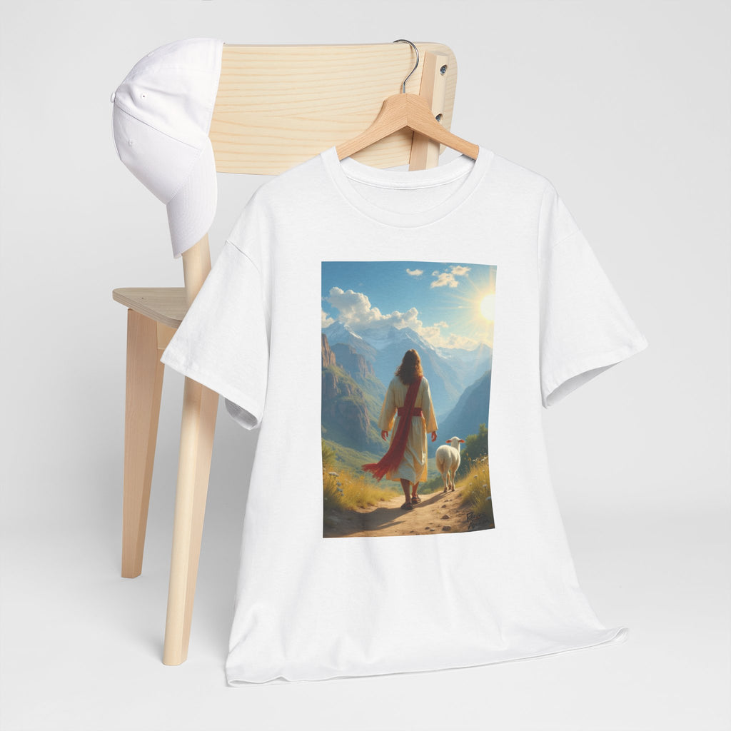 Jesus and the Lost Lamb - T-Shirt | Religious Inspirational Tee, Jesus Faith Artwork