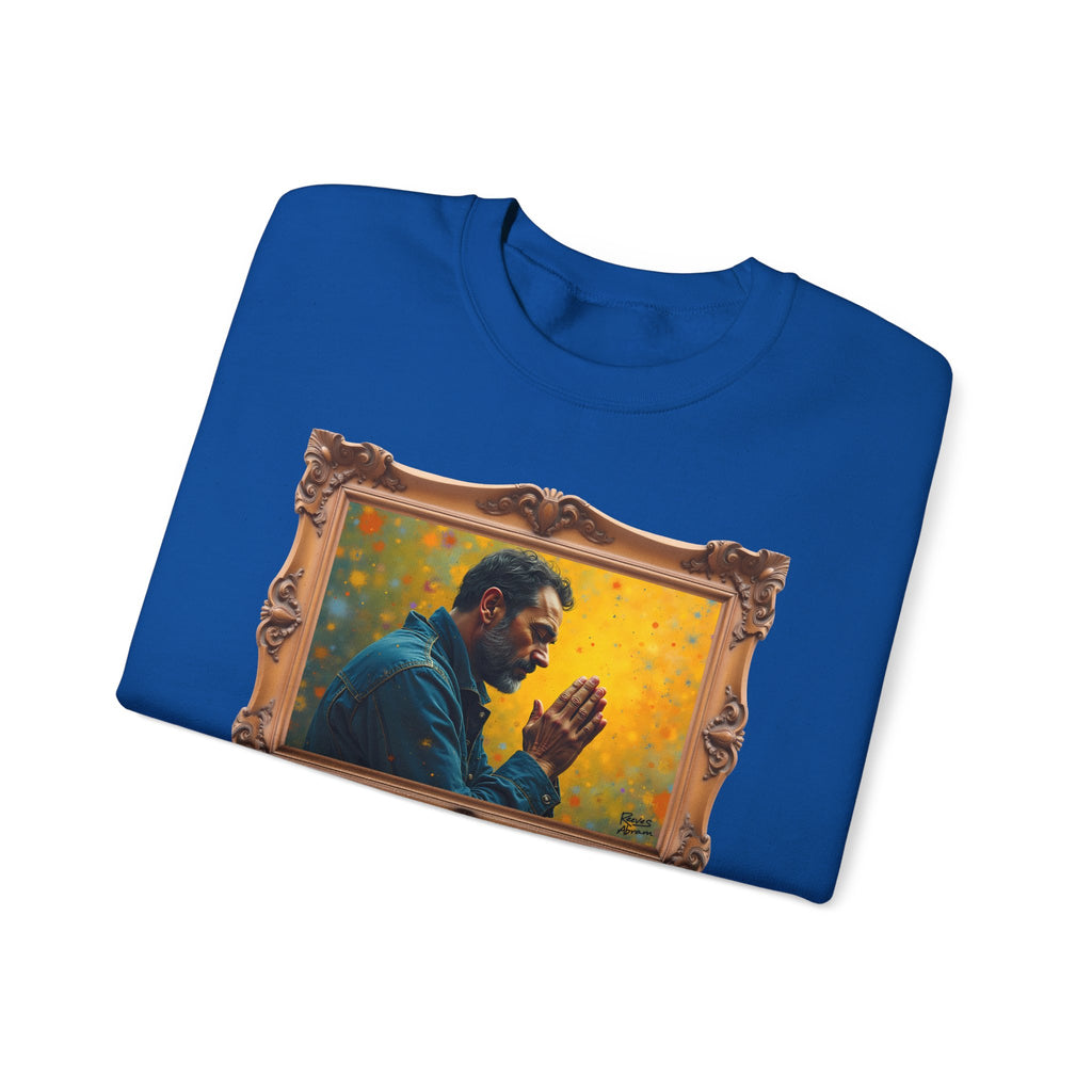Man in Prayer - Framed | Crewneck Sweatshirt | Christian Art | Faith-Inspired
