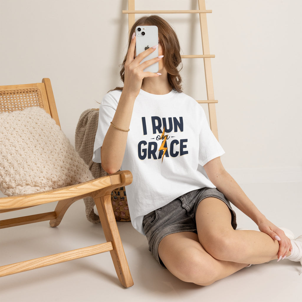 I Run on Grace - T-Shirt | Religious Inspirational Tee | Strength for the Journey