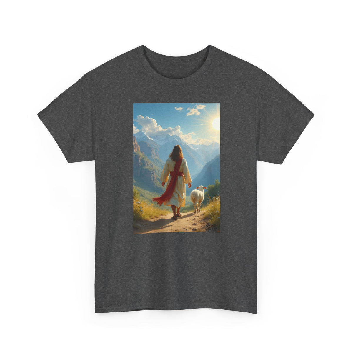 Jesus and the Lost Lamb - T-Shirt | Religious Inspirational Tee, Jesus Faith Artwork