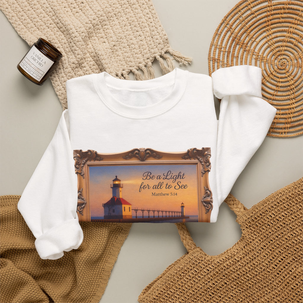 Be a Light - Matthew 5:14 - Framed | Crewneck Sweatshirt | Christian Art | Inspirational Scripture